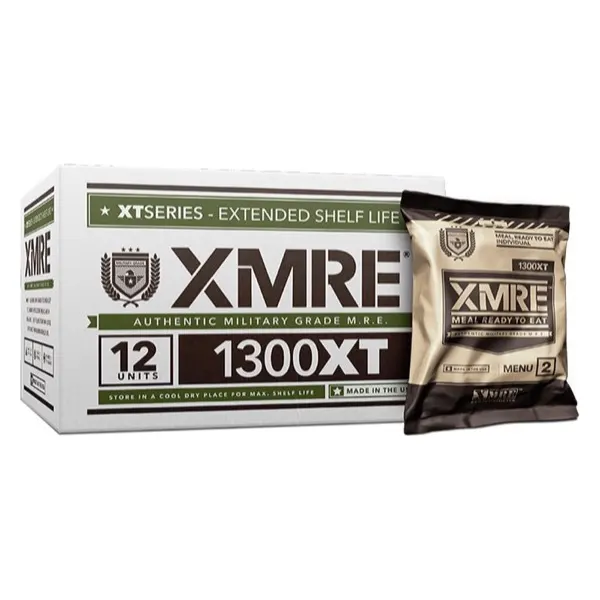A case of XMRE 1300XT meals ready to eat